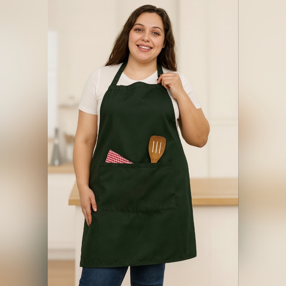 Set of 4 matching‎ Big and Tall Plus Size Aprons Dark Green